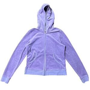 Juicy Couture Lilac Purple Velour Zip Up Sweater Size XL